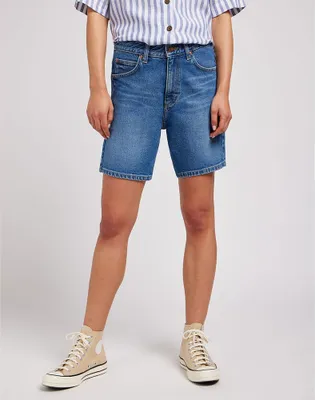 Productafbeelding van Lee Rider korte broek, blauw, maat 29, dames, blauw, maat 29