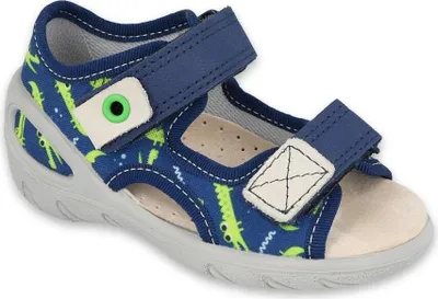 Produktbild von Kinderschuhe Sandalen Befado Lederdecksohle Krokodil Blau 21