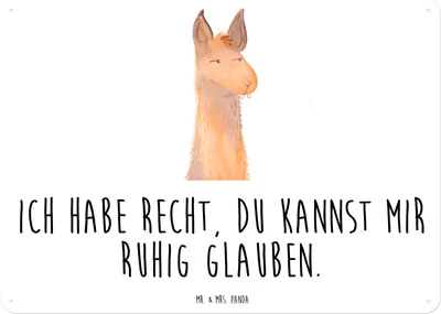 Produktbild von Mr. & Mrs. Panda tafel Lamakopf Genervt DIN A3 - Weiß - Geschenk, Blechschild, Lama, Türschild, Retro, Azubi, Schild, Lamas, Chef, Beste Freundin, Wandbild, Büro