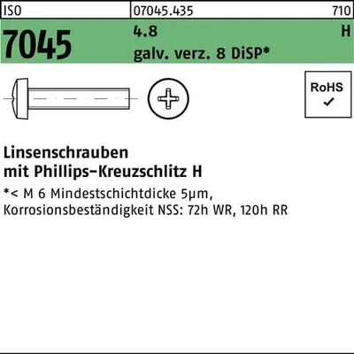 Produktbild von Reyher  Flachkopfschrauben ISO 7045 4.8 M 5x16 -H Zn8 (1000 Stück)