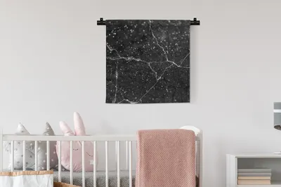 Produktbild von MuchoWow® Wandteppich Wandbehang Marmor - Schwarz - Weiß 60x60 cm Tapisserie Dekoration Wandtuch - Dekorationen - Wand Decke