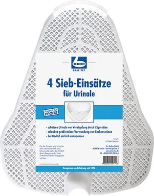 Zdjęcie produktu dla 10x wkłady sitkowe Dr. Becher do pisuarów – 4 sztuki | opakowanie (4 sztuki)