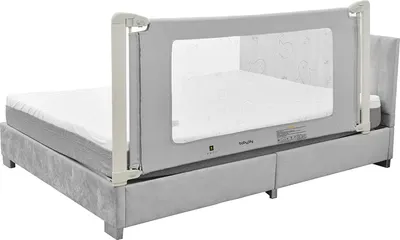 Produktbild von GOPLUS Bettgitter, 4-Fach Höhenverstellbares Bettschutzgitter 80-95cm, Kinderbettgitter mit Doppel-Sicherheitsschloss, für Kinderbetten & Elternbetten