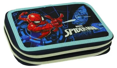 Produktbild von Zweistöckiger blauer Spiderman-Federmäppchen – ausgestattet