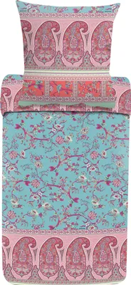 Produktbild von Mako-Satin Bettwäsche-Garnitur Genova Türkis T1 200x200 + 2x 80x80