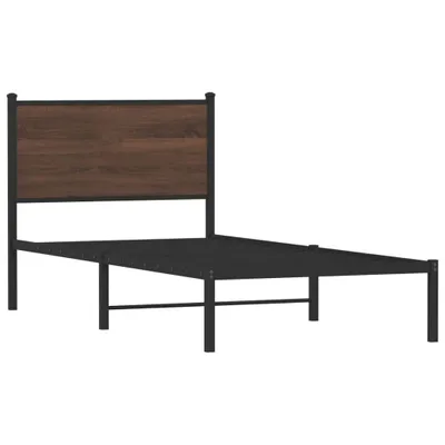 Produktbild von "2026 Promotion" Metallbett ohne Matratze - Braun Eichen-Optik - 90x200 cm - Polsterbett CC23271