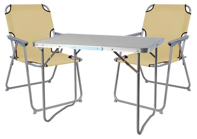 Produktbild von 3-teiliges Campingmöbel Set Alu L70xB50xH59cm beige