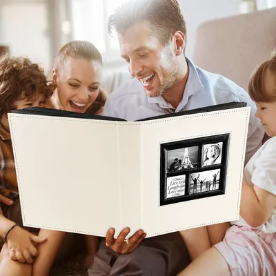 Produktbild von Fotoalbum für 600 Fotos - klassisches Design - beige - Lederumschlag - Großformat