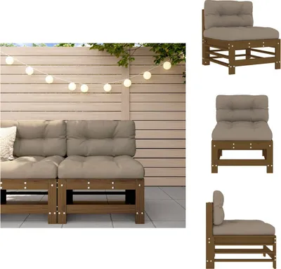 Produktbild von vidaXL Mittelsofa mit Kissen Honigbraun Massivholz Kiefer -  Gartensofaelemente