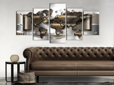 Produktbild von Akustikbild Weltkarte 200x100 cm Bilder Akustikschaum Hochleistungsschallabsorber Schallschutz Leinwand 5 tlg Wandbild Raumakustik Schalldämmung k-A-0013-b-n