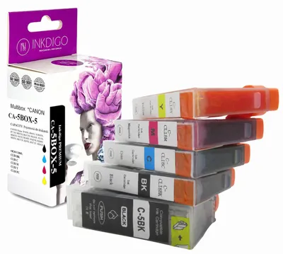 Produktbild von Inkdigo Tintenset PGI5 CLI8 für Canon Pixma IP3300, IP3500, IP4200, IP4200X – CMYK, 82 ml,, KI-generiertes Bild