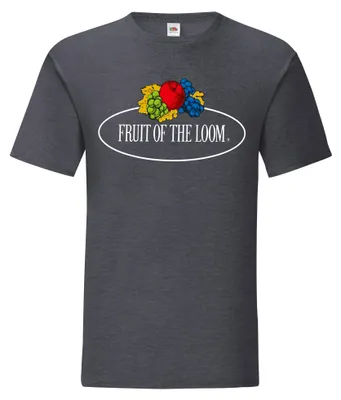 Produktbild von Fruit of the Loom Iconic 150 T-Shirt mit Vintage-Logo auf der Brust Farbe: dunkelgrau meliert - Vintage-Logo groß Größe: 2XL