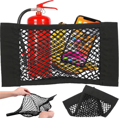Produktbild von Auto Gepäcknetz Ablage Netz Rücksitz Universal Aufbewahrung Klettverschluss Netztasche Autositz Gepäck Kofferraum Organizer Gummiseil Kofferraumnetz Retoo
