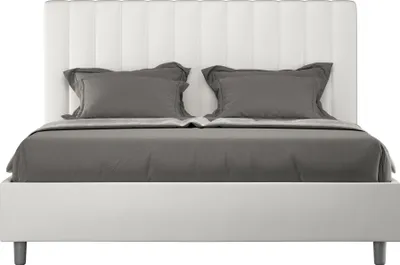 Produktbild von ITYHOME - Gepolstertes Bett mit Lattenrost 140x210 mit Kunstlederbezug Weiß Agueda