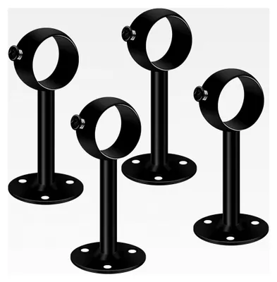 Produktbild von Deckenvorhangstangenhalterungen, 33 mm, schwarze Metall-Gardinenstangenhalterung, 4 Stück, Edelstahl