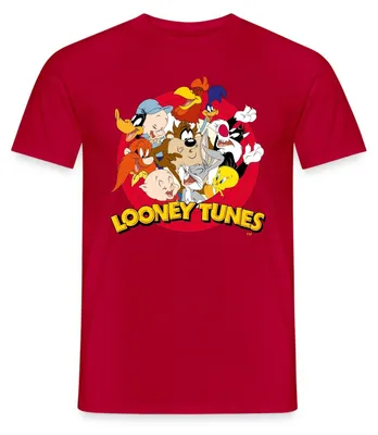 Produktbild von Spreadshirt Looney Tunes Bugs Bunny Logo Gruppenbild Männer T-Shirt, S, Rot