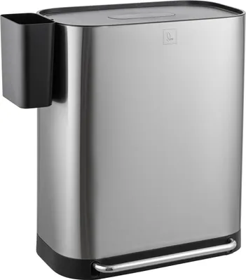 Produktbild von SVITA MLT2X30 Mülleimer Treteimer 60l 2 Fächer mit Deckel Silber