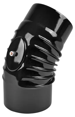 Produktbild von Raik Rauchrohrbogen / Ofenrohrbogen Emaille 120mm - 45° Bogen gerippt Schwarz mit Reinigungsöffnung