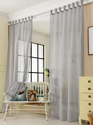 Produktbild von WOLTU Gardinen Vorhang (1 Stück) transparent mit Schlaufen Leinen Landhaus Optik, Schlaufenschal Fensterschal Dunkelgrau 140x225 cm
