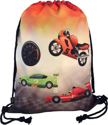 Produktbild von HECKBO® Jungen Jungs Kinder Turnbeutel - Racing Rennauto Motorrad Race Formel 1 - waschmaschinenfest - 40x32cm - Kindergarten, Krippe, Reise, Sport, Schule - Rucksack, Tasche, Spieltasche, Sportbeutel