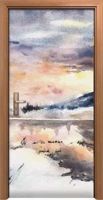 Produktbild von Türposter 90x200 cm Türaufkleber Türtapete Türfolie Klebefolie Winter Landschaft Berge See Schnee