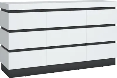 Produktbild von Kommode >CAMPANIA< 3 Türen, 1 Schub, Alpinweiß / Anthrazit - 161x93x45cm (BxHxT)