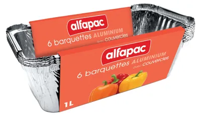 Image de Alfaac – 6 barquettes en aluminium de 1 l de profondeur avec couvercle