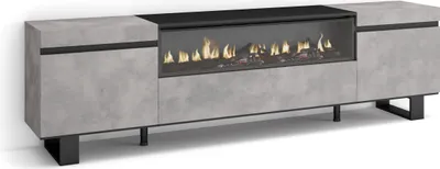 Immagine prodotto di COZY Mobile TV Soggiorno, 200x35x57cm, Per TV fino a 80, Camino elettrico, Cemento