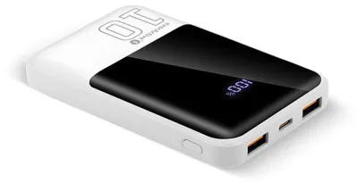 Produktbild von Powerbank 10.000 mAh 2× USB 1× USB-C 22 5 W QC4+ LCD-Display weiß