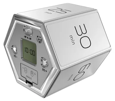 Produktbild von Sechseckiger Klapptimer mit Stumm- und Alarmfunktion – Küchentimer – Magnetischer Würfeltimer zum Kochen, Lernen und Arbeiten