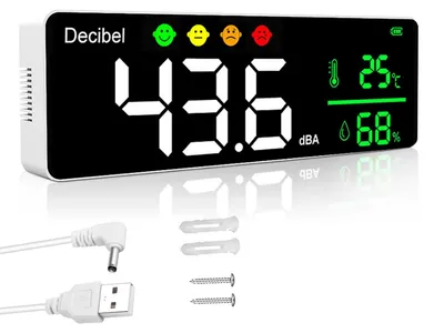 Schallpegelmesser 30–130 dB, 11" LCD, Alarm, USB-Kabel