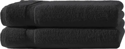 Produktbild von 2 Badetücher schwarz 100x150 cm Set Baumwolle Frottee Badetuch groß XXL weich