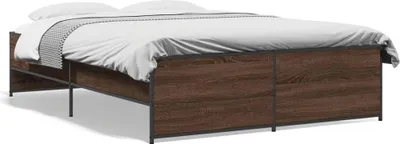 Produktbild von vidaXL Bettgestell Braun Eichen-Optik 135x190 cm Holzwerkstoff Metall