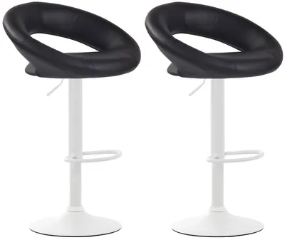 Immagine prodotto di Set di 2 sgabelli da bar Olinda, rivestiti in ecopelle, colore nero. Dimensioni: 53x47x80 cm