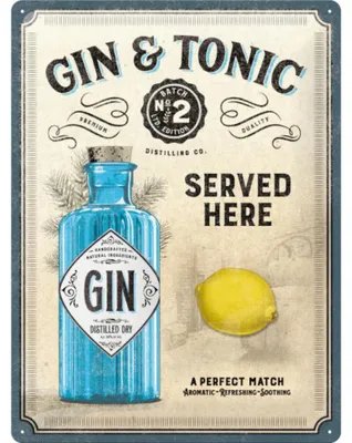 Immagine prodotto di Insegna in metallo Gin & Tonic 40 x 30 cm