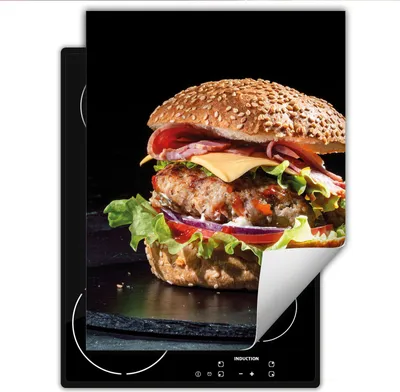 Produktbild von DarHaus Herdabdeckplatte Einteilig Küche Abdeckplatte für Glaskeramikfeld Abdeckung Induktionskochfeld Aufrollbare Matte 40x52 cm, schwarz - Hamburger
