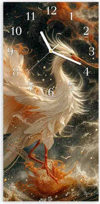 Produktbild von Wanduhr aus Glas mit Motiv Eleganter Vogel- 30 x 60 cm - inkl. Aufhängesystem