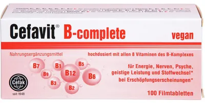 Produktbild von Cefavit B-complete Filmtabletten für Energie, Nerven, Psyche, geistige Leistung und Stoffwechsel, 100 St. Tabletten