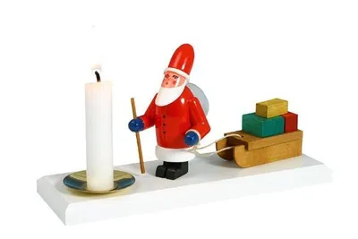 Produktbild von Kerzenhalter Weihnachtsmann mit Schlitten Höhe ca. 8cm NEU