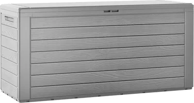 Produktbild von CASARIA® Gartenbox 280L UV-beständig Griffmulden Verschlussvorrichtung Balkon Terrasse Wohnzimmer Wintergarten Box Kissenbox 116x43cm Holz-Optik Grau