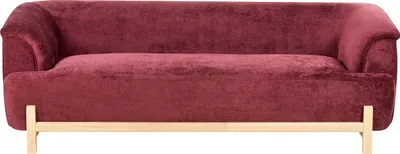 Produktbild von BELIANI 3-Sitzer Sofa Burgunderrot Chenille Stoffbezug mit Breiten Armlehnen Holzbeine Dicke Nähte Freistellbar Modernes Design Wohnzimmer Polstersofa