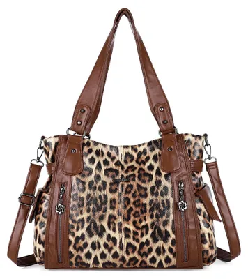 Imagen del producto de Bolsos de mano y bandoleras de cuero vegano, impermeables, color marrón