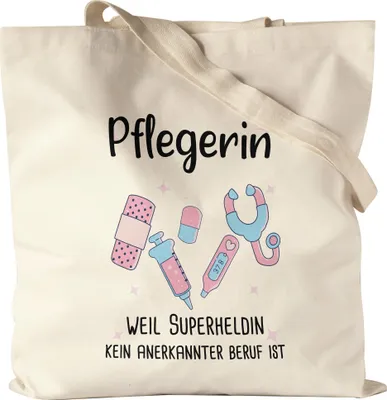 Produktbild von Pflegerin Weil Superheldin Kein Anerkannter Beruf Ist Jutebeutel Stoffbeutel Canvas  Geschenk Danke Sagen