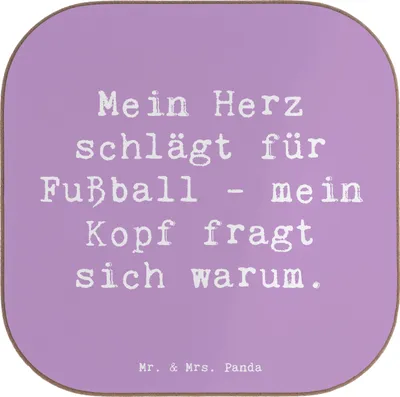 Produktbild von Mr. & Mrs. Panda Untersetzer Tasse Spruch Fußball Liebe - Lavendeltraum - Geschenk, Coaster, bar, Leidenschaft, bieruntersetzer, für Gläser, Sportler Geschenke, Teamsport