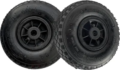 Produktbild von 2x Sackkarrenrad Luftrad 260x85 mm 3.00-4 75 mm zentrierte Nabe Ø 20 mm schwarz robustes 4 PR Gewebe