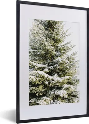 Produktbild von MuchoWow® Gerahmtes Poster Winter - Schnee - Baum 40x60 cm - Poster mit Schwarzem Bilderrahmen Wandposter Rahmen Foto Bilder - Poster in Rahmen