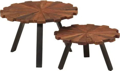 Produktbild von Couchtische 2 Stk. Altholz Massiv und Eisen