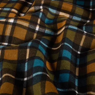 Produktbild von Stoff Meterware Flanell Baumwollflanell Karo braun blau 1,47m