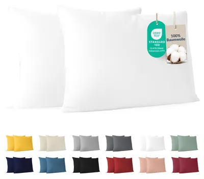 Produktbild von Kissenbezug 50x70cm 2er Set Baumwolle Weiß Dreamzie Bettwäsche