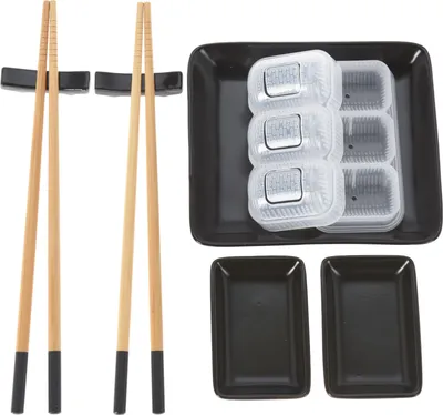 Image de Service à sushis 8 pièces Excellent Houseware, en céramique noire